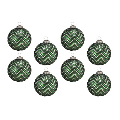 Boules de Noël 4,8 x 4,8 x 5,6 po, boules de Noël suspendues en verre pour décorations de fêtes, ensemble de 8