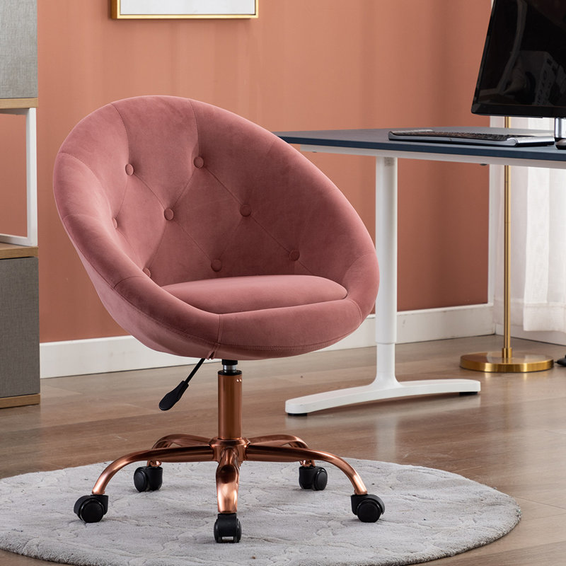 Chaise de bureau ergonomique rembourrée en velours, Rose