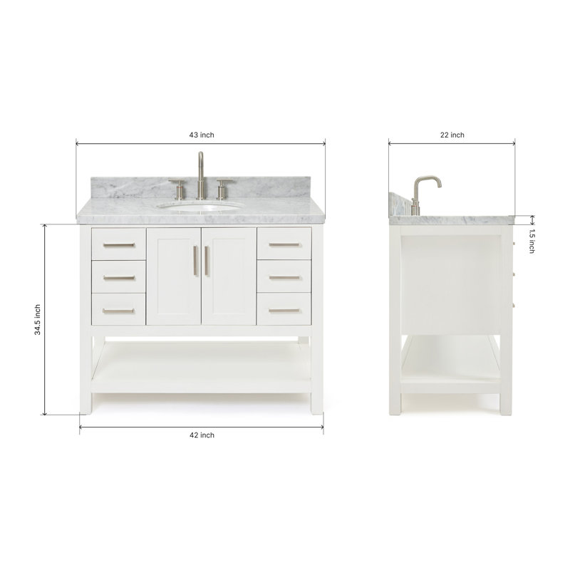 Magnolia Bath Vanity Oval Basin S043SCWOV, White