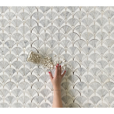 11.81" x 11.81" Marble Mosaic Wall Tile