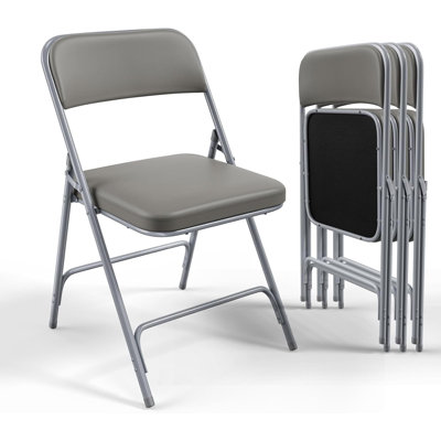Ensemble de 4 chaises pliantes en polyuréthane noir rembourré épais entièrement assemblées, 17,7 po x 19,7 po x 30,7 po