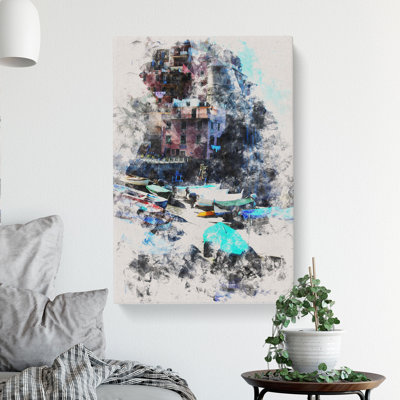 Cinque Terre In Italy Vol.1 Watercolour - Wrapped Canvas
