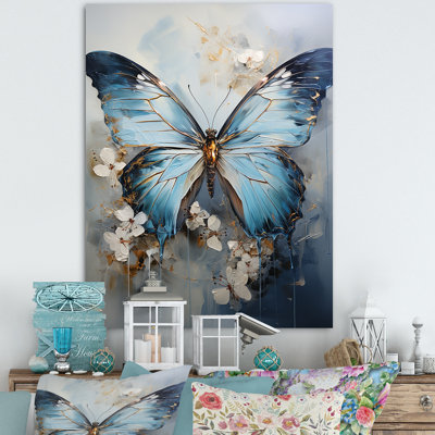 «Butterfly Ethereal Blues Form Abstract Elegance», reproduction sur toile
