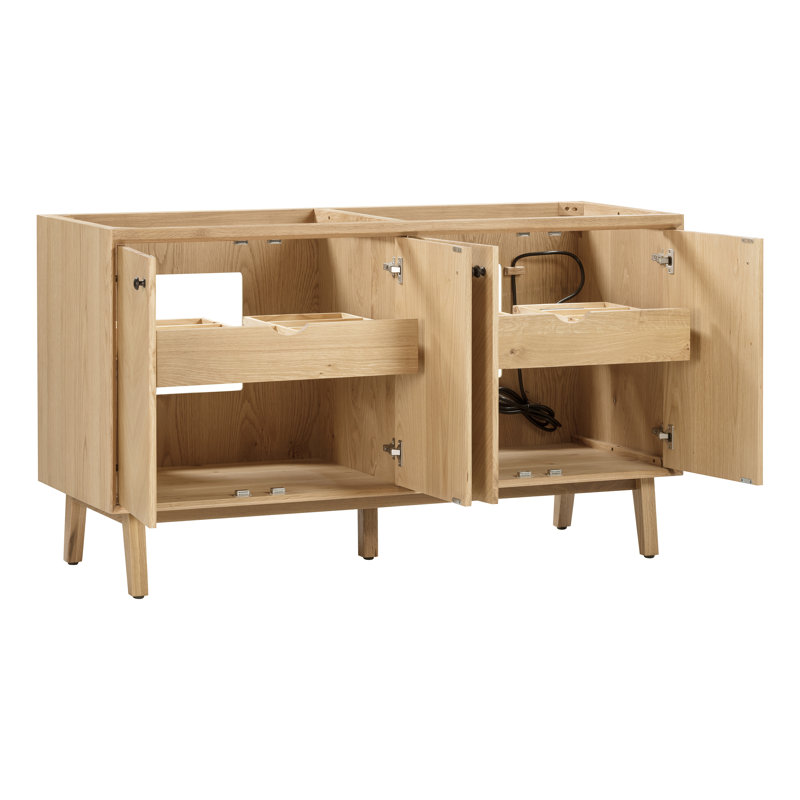 Adele 60'' W Double Bathroom Vanity Base, Natural