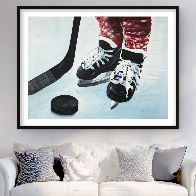 Young hockey player - Blue Holidays framed matted print