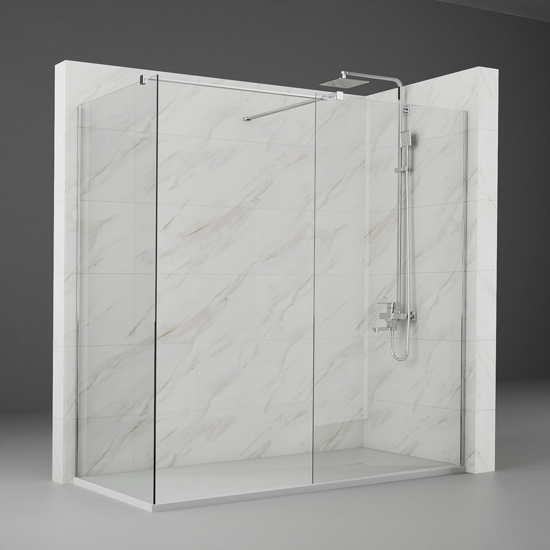 Reznor 1900mm H Walk In Frameless Walk In Glass Screens with Clear Glass