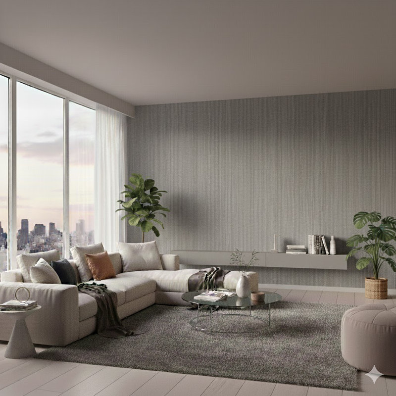 Utopia Collection Vertical Weave Effect Wallpaper Roll, Grey