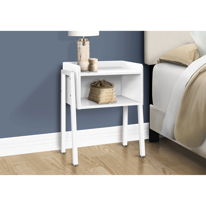 2 tables d'appoint rectangulaires blanches avec rangement et pieds robustes réglables pour plus de stabilité