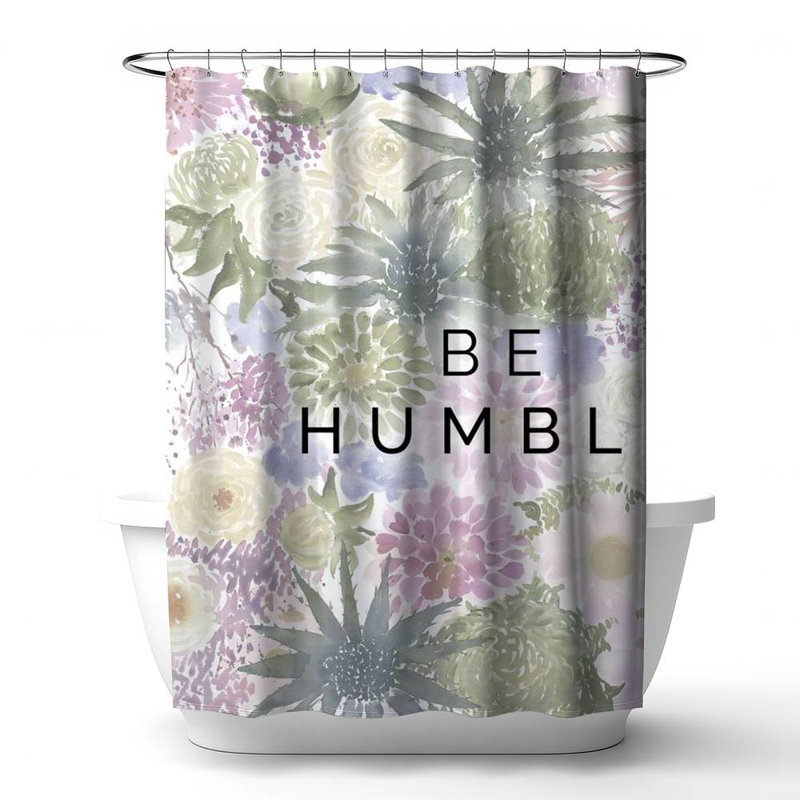 Floral – Polyester Shower Curtain, Dye Sublimation Print, 71" W × 74" L