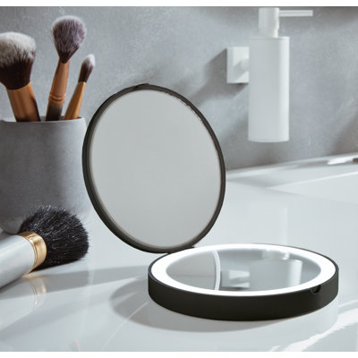 Miroir de maquillage/rasage compact rond et lumineux Outline Lite - rechargeable