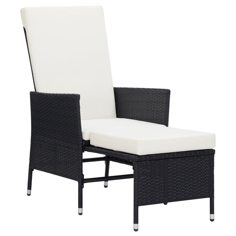 Méridienne 2 pièces avec coussins, Blanc, Noir