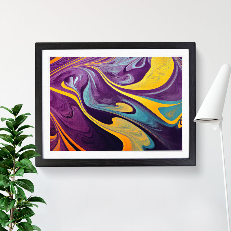 Marble Abstract Vol.1 - Single Picture Frame Print, 46cm H x 64cm W x 2cm D, Black