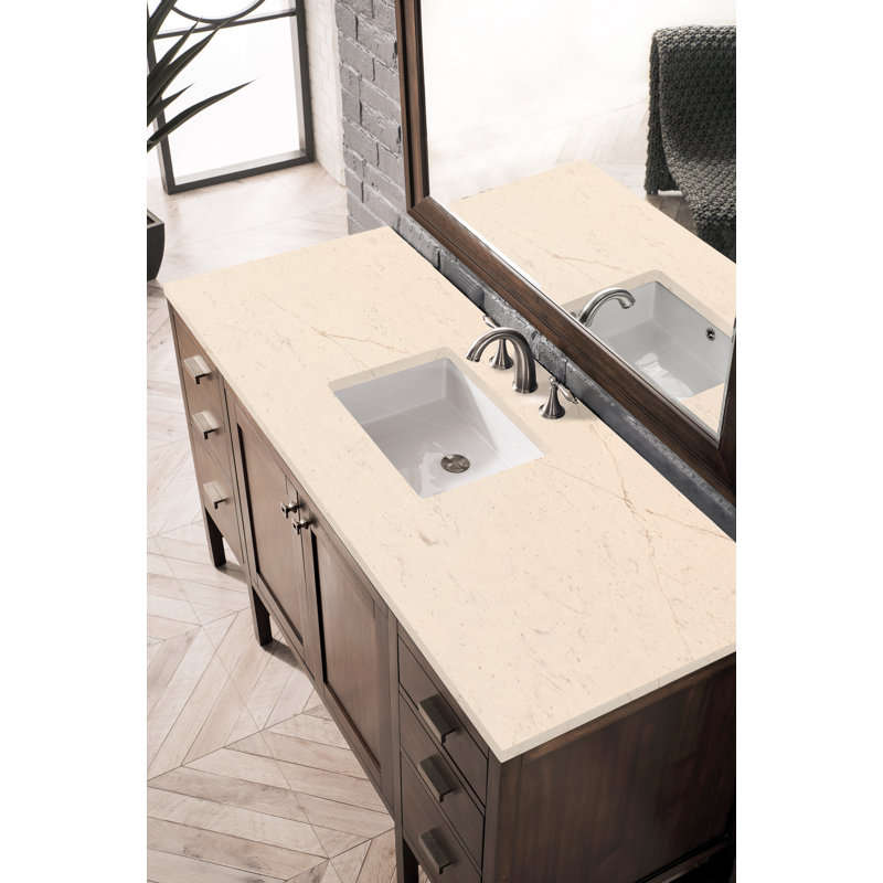 Addison 60'' W Single Vanity, 8" Widespread, Ethereal Noctis, Mid Century Acacia