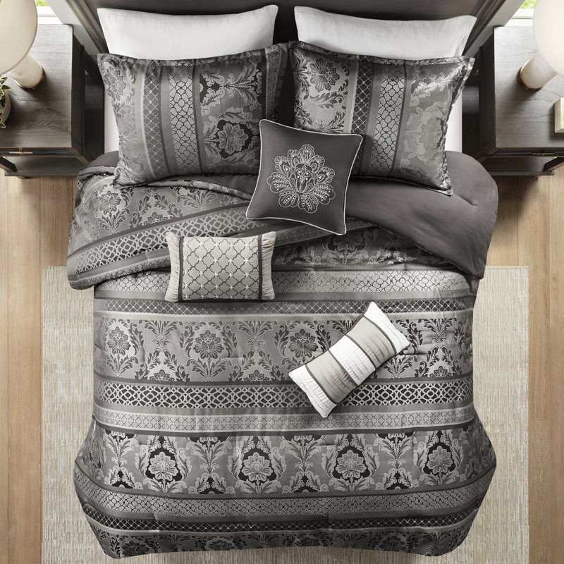 Literie de luxe gris très grand - 7 pièces