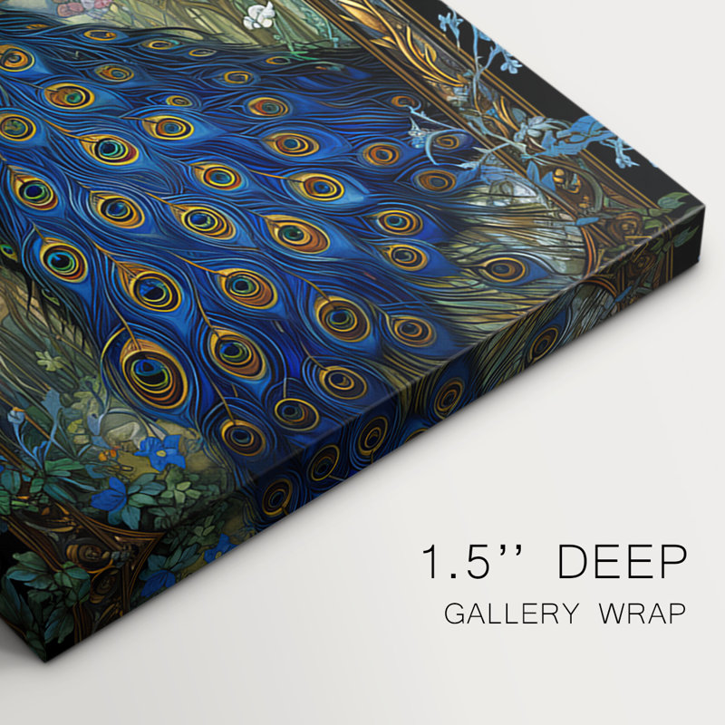 Peacock  Series  L  -Premium Gallery Wrapped Canvas Set -Ready to Hang, 36" H x 24" W x 1.1502" D