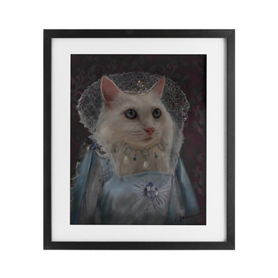 Long Live Queen Cat Framed Print Under Glass, design by Mary Sparrow