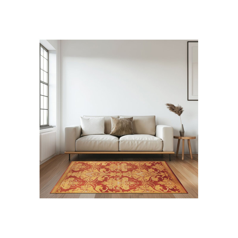 Tapis décoratif lavable à motif orange, Sous-tapis rectangulaire de 3 pi 3 po x 4 pi 11 po