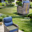 4 - Person Patio Furniture Chair Set With Fire Pit Table, 4 Swivel Glider Chairs With 6-Inch Cushions-203038616-203038619