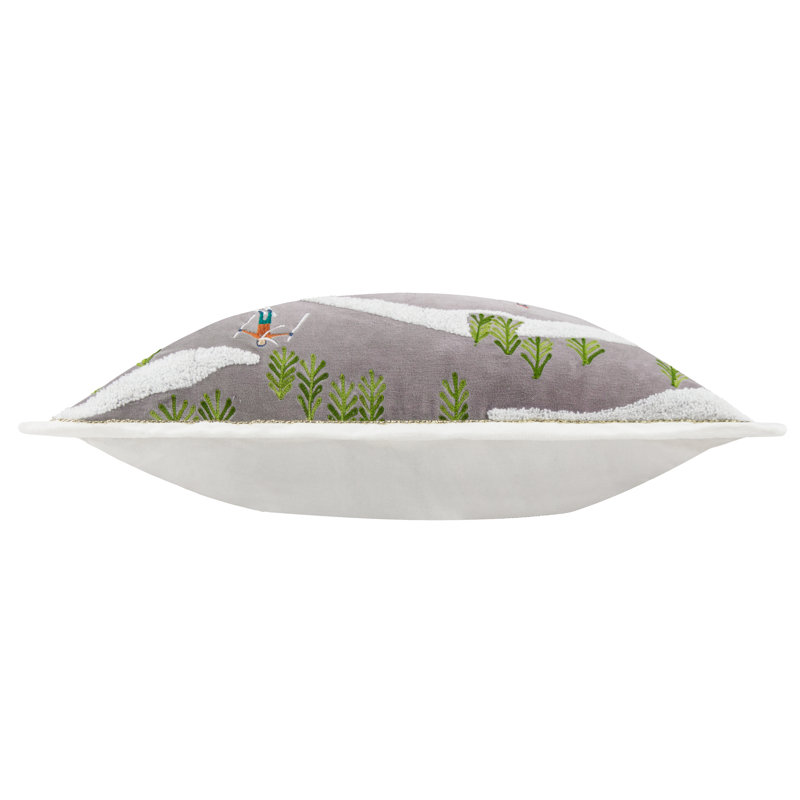 Winter Alpine Cushion Cover Abstract Grey Rectangular Cushion Cover, Polyester