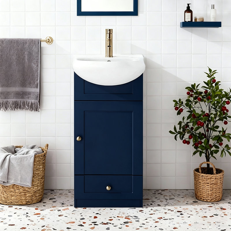 Mini-meuble-lavabo simple 18 po avec lavabo moderne 18 po, Bleu