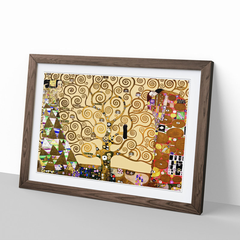 The Tree of Life by Gustav Klimt - Picture Frame Painting, Walnut Framed, 36cm H x 48cm W x 2cm D