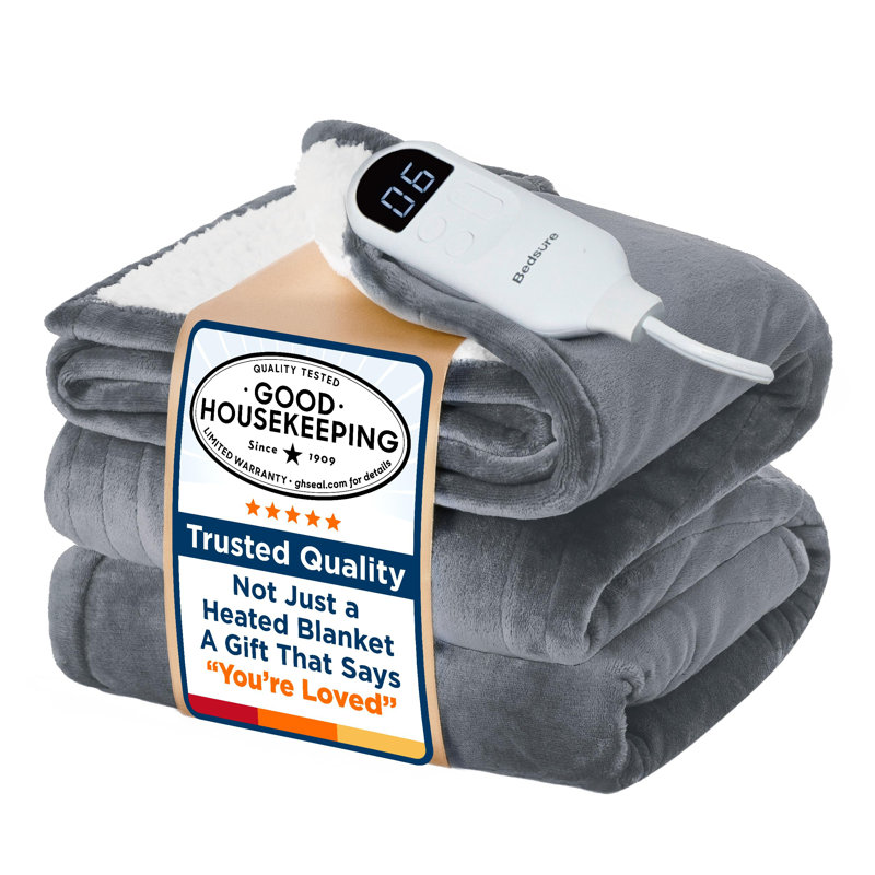 Couverture chauffante pour l'hiver, couverture électrique en flanelle douce avec 4 réglages de temps, 6 réglages de chauffage