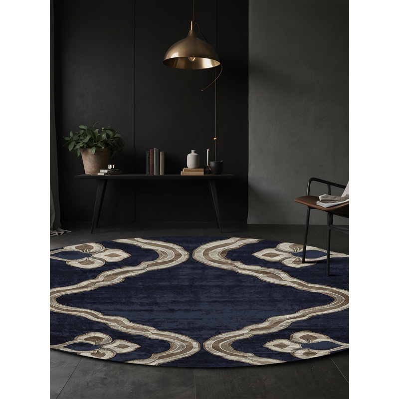 Machine Washable Gray Area Rug, Round 6'