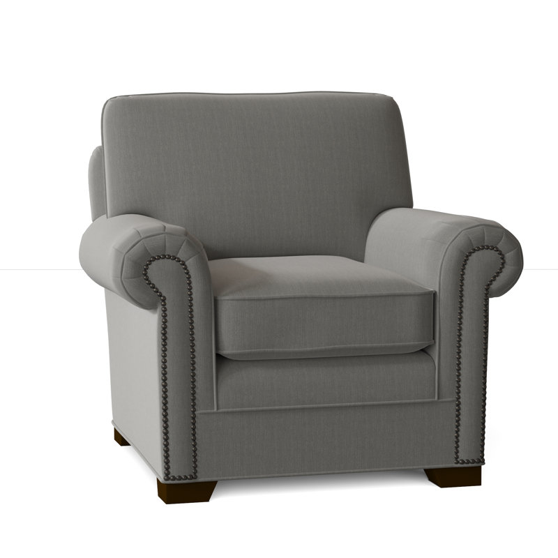 Fauteuil de 41 po de large Adrena, Non, Sergé performance gris Peyton 41, Laiton foncé