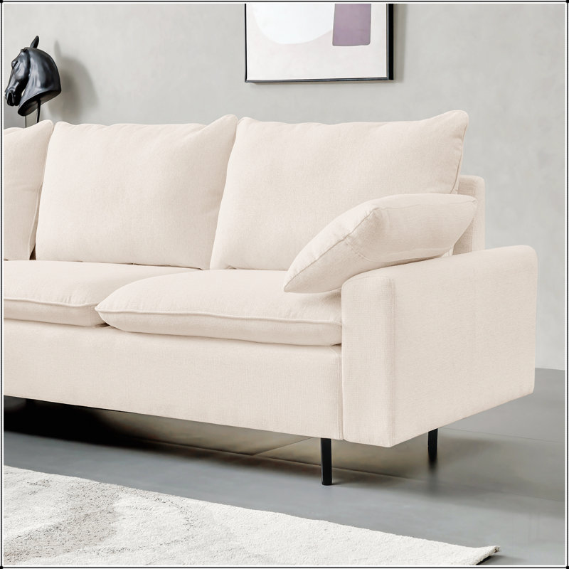 Canapé modulaire en L en forme de L avec méridienne droite (méridienne faisant face à gauche), beige