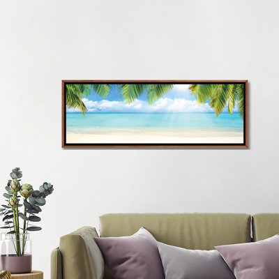 Reproduction de photo panoramique sur la plage tropicale avec sable blanc et turquoise