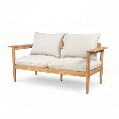 Durable Acacia Wood Outdoor Loveseat with Comfortable Cushions