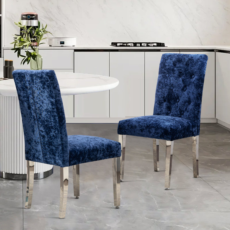 Quintica 19.3'' H Tufted Upholstered Parsons Chair, Dark Blue