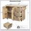 Îlot de cuisine à motif damier tissé 3D 53,2 po avec abattant, îlot de cuisine sur roulettes avec support de rangement interne, prise de courant, chariot de cuisine avec 3 tiroirs et 2 armoires, Nature
