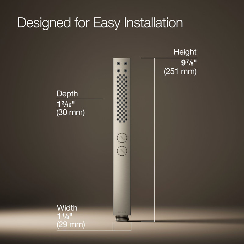 Shift + Square Two-Function Handshower, Multi-Function Handheld Shower Head, 2.5 GPM, Vibrant Brushed Nickel