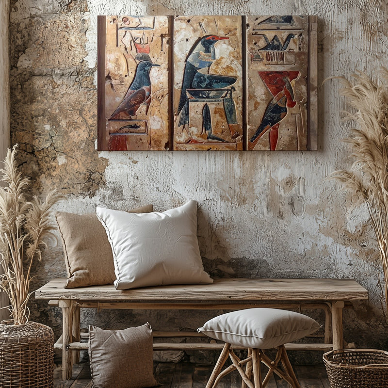 Canvas Ancient Egyptian Hieroglyphic Canvassacred Stone Carvings Wall Art, 9" H x 12" W