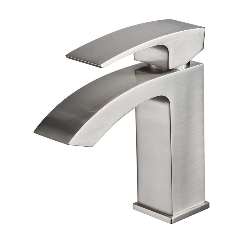 Robinet de lavabo pour salle de bain en nickel brossé, poignée simple et lavabo à trou, Nickel brossé