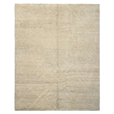 Tapis marocain beige moderne en laine noué à la main 8 x 10 pi Tibetano