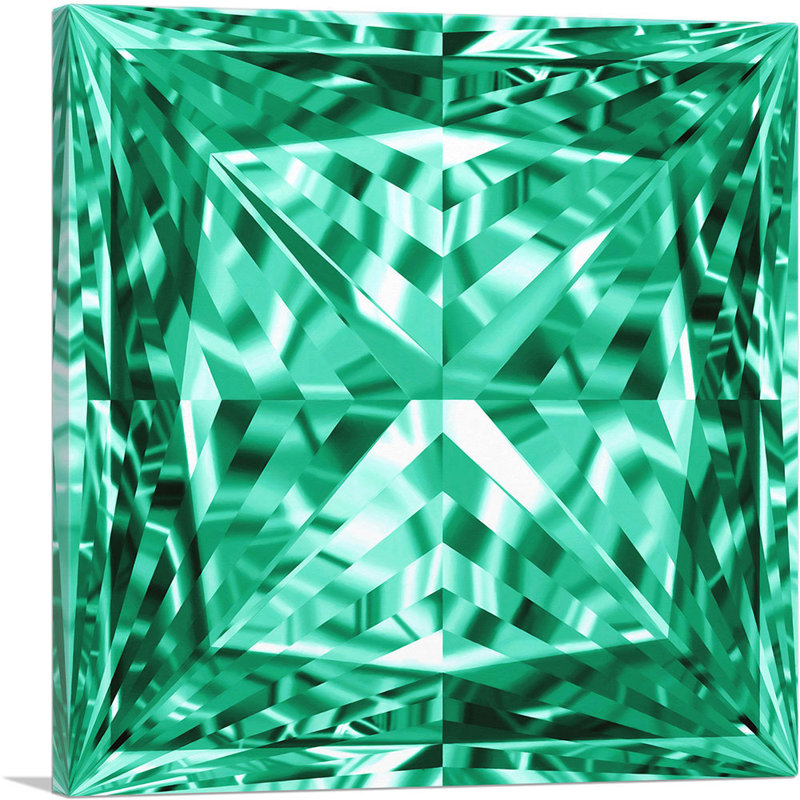 Emerald Green Princess Diamond Jewel - Reproduction d'art graphique sur toile tendue, H 18 po x l 18 po x P 0,75 po