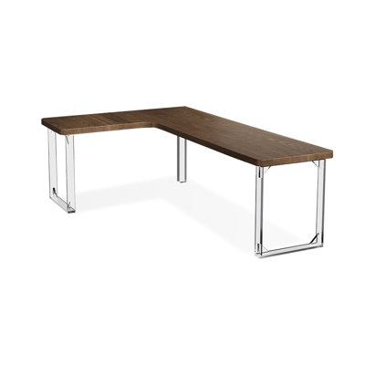 Bureau rectangulaire brun, bois massif transparent et acrylique