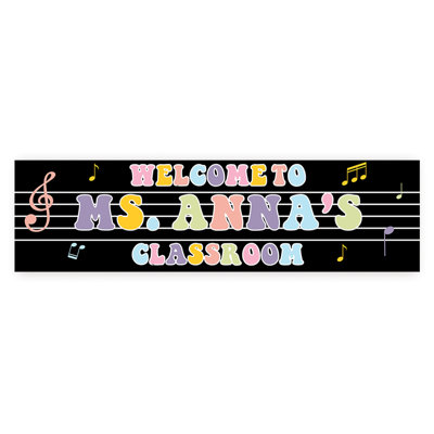 Custom Classroom Door Decor 13X48 Welcome Sign Music Teacher Name Sign Music Classroom Banner