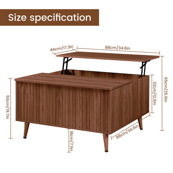 Latitude Run® Multifunctional Lift Top Coffee Table with Hidden Storage ...
