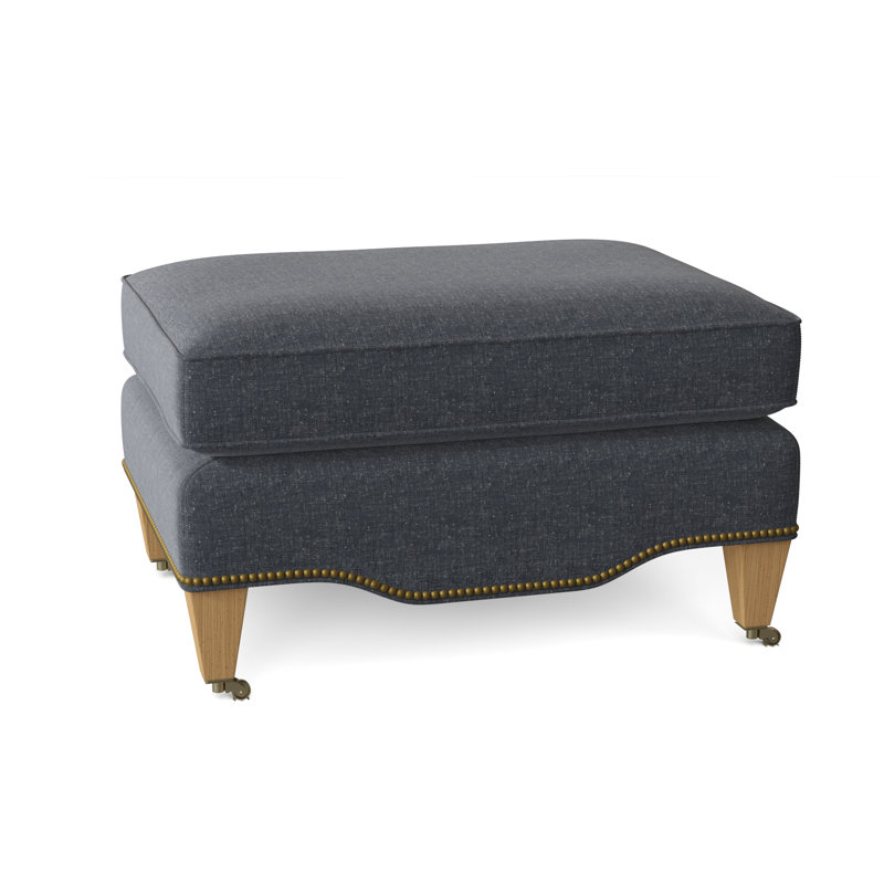 Gideon Ottoman, Venice Linen, Amber, Antique Brass Small