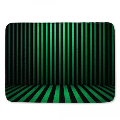 Tapis de bain vert à rayures verticales