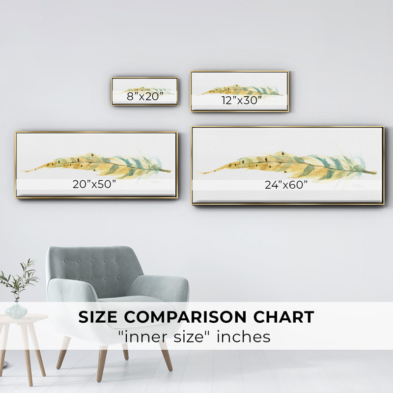 Tail Feather III- Framed Canvas, 8" H x 20" W