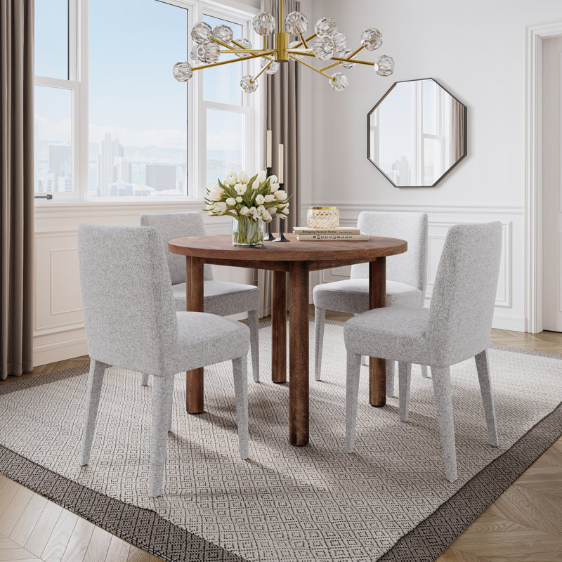 Akakios 4 - Person Solid Wood Top Four Leg Base Dining Set, Gray
