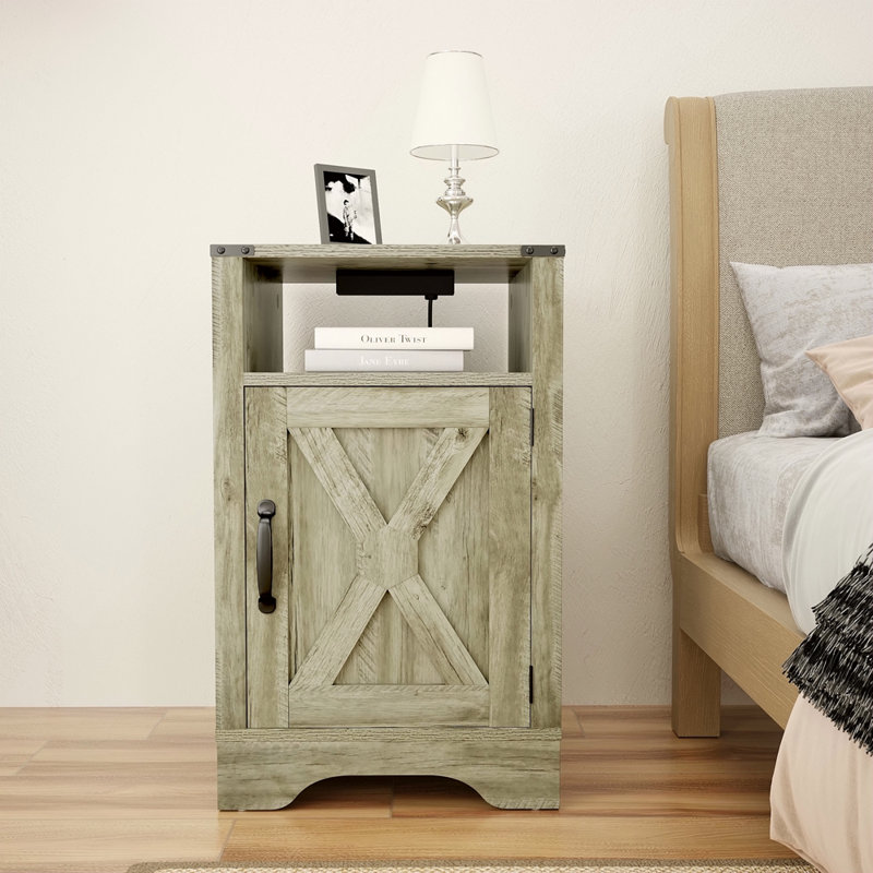 Table de chevet avec station de charge, Gris