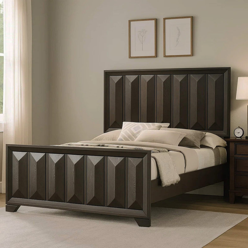 Mobilier de chambre à coucher de style moderne avec tête de lit espresso 1pc, Très grand lit