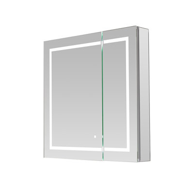 Armoire à pharmacie à DEL avec contrôle de la lumière: l 30 po x H 30 po x P 5 po Jedidja: permet de faire défiler la lumière de la température de couleur en appuyant sur un bouton dédié, 3 lumières de température de couleur. 