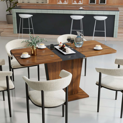 Extendable Dining Table, Modern Expandable Kitchen Table, Rectangular Dinner Table for Small Space Home Restaurant
