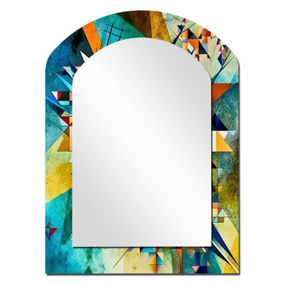 Autumn Jazz In The Afternoon Geometric Fusion - Geometric Asymmetrical Decorative Wall Mirror, Modern Arch Large Mirror, Printed Metal Art